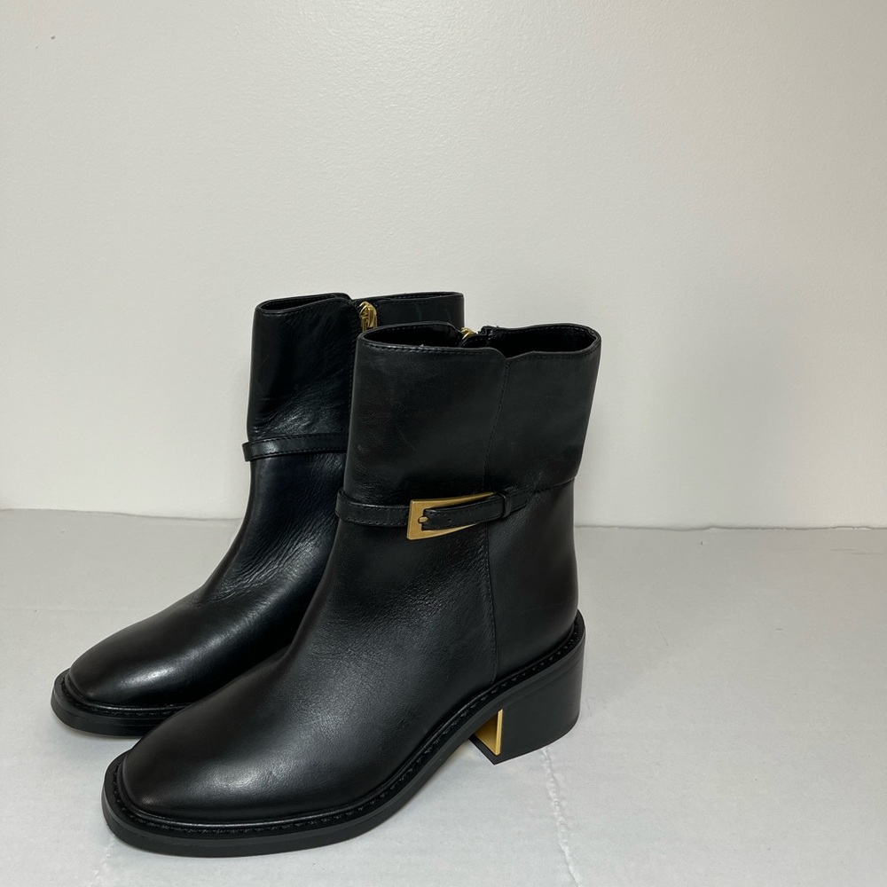 Vince Camuto Black Ankle Boots with Gold Accent